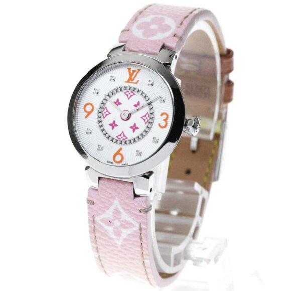 LOUIS VUITTON Tambour Slim MM QA146 8P diamond Quartz Ladies Watch - Picture 1 of 11